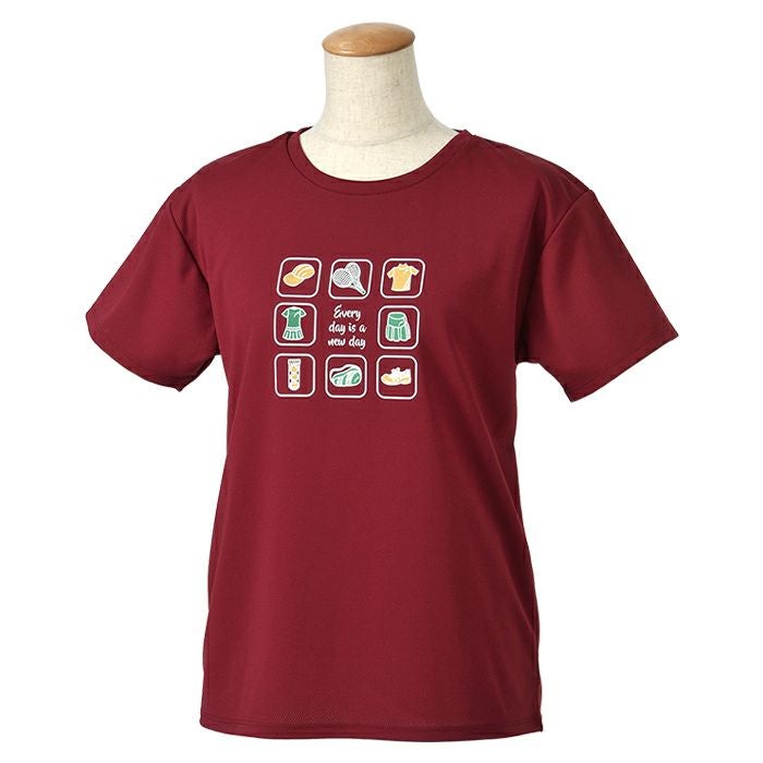 テニス ドライ プリントTシャツ 吸汗発散 UVカット ストレッチ 25-077