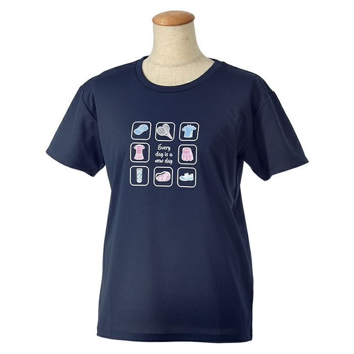 テニス ドライ プリントTシャツ 吸汗発散 UVカット ストレッチ 25-077