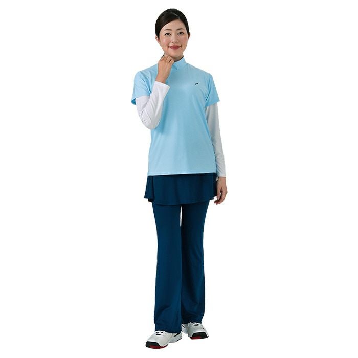 ハイネック半袖Tシャツ 衿高5cm UVカット スーパーストレッチ 吸汗発散